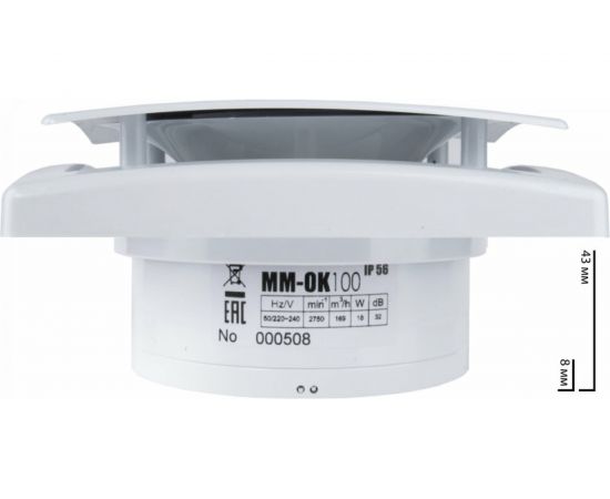 Сверхтонкий вытяжной вентилятор для ванной MMOTORS JSC MM-OK сверхмощный 169 м3/ч 2365 – изображение 3