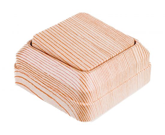 Двухклавишный выключатель Intro Quadro 2-104-11 10А-250В, IP20, открытая установка, сосна, Б0053763 – изображение 3