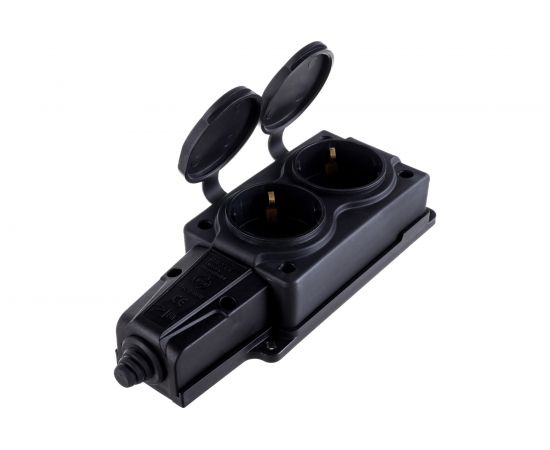 Штепсельная колодка NE-AD 2-гнезда с крышкой, с заземлением, 16А, IP54, каучук, 4102 – изображение 4