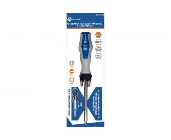 Отверточная рукоятка Ultra Grip телескопическая с набором бит КОБАЛЬТ 646-690 – изображение 4