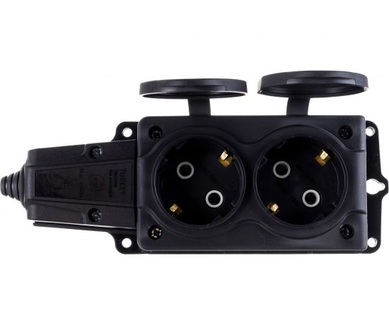 Штепсельная колодка NE-AD 2-гнезда с крышкой, с заземлением, 16А, IP54, каучук, 4102 – изображение 5