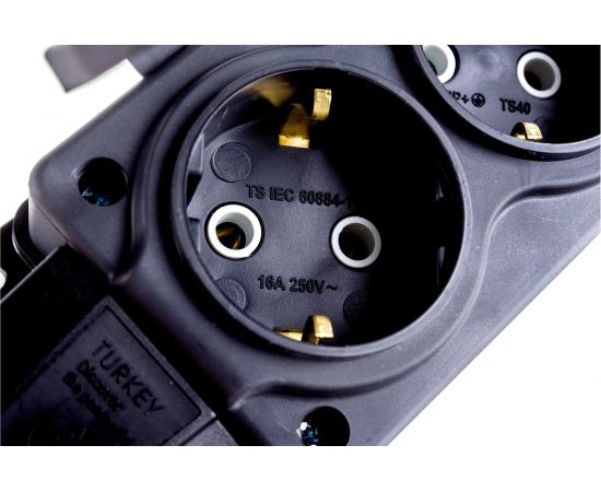 Штепсельная колодка NE-AD 2-гнезда с крышкой, с заземлением, 16А, IP54, каучук, 4102 – изображение 6