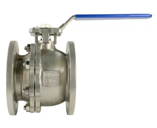 Шаровый кран DN.ru КШФП.316.200 Ду100 Ру16 с ISO-фланцем и рукояткой D160-04810 