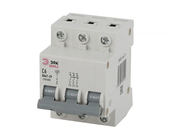 Автоматический выключатель ЭРА SIMPLE ВА 47-29 3P 32А C 4,5кА Б0039241 