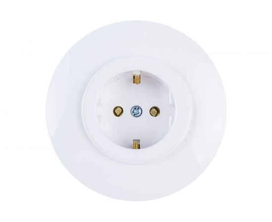 Розетка Bylectrica 1-местная, скрытая установка, с заземляющим контактом, диаметр 92 мм, серия ПРОВАНС круг, белый РС16-0402 