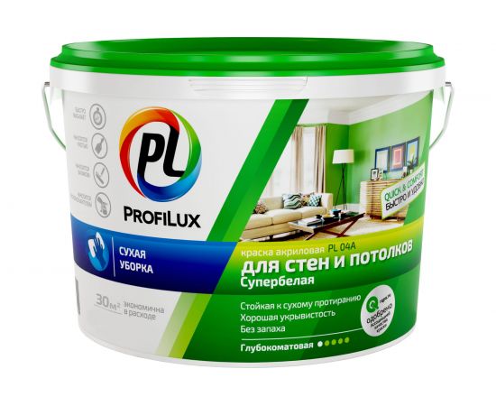 Краска Profilux ВД PL 04А акриловая белая 1,4кг Н0000004299 