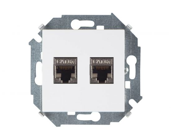 Компьютерная двойная розетка Simon RJ45 кат.6а АМР, FTP, белый 1591564-030 