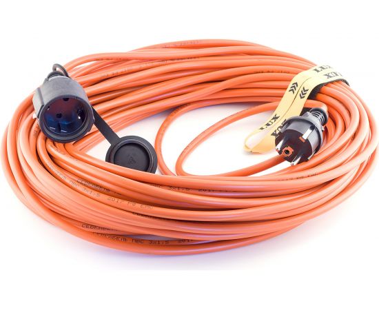 Силовой удлинитель без катушки УС1-Е-50 У-161, ПВС 3x1.5, 50м, 16А, 1 розетка с з/к LUX 16550 4606400419181 