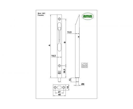 Задвижка Amig хром матовый 1401-150 CM – изображение 2