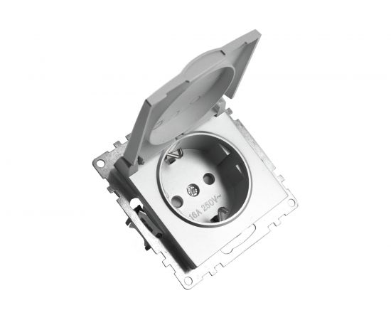 1-местная розетка STEKKER с заземлением с крышкой (механизм), GLS16-7112-03, 250В, 16А с защитной шторкой, 39580 – изображение 2