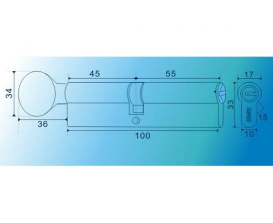 Цилиндровый механизм MSM перф. ключ-вертушка, CW 100 мм 45в/55 РВ 7607 – изображение 2