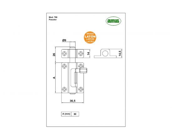 Задвижка Amig латунь антик 700-80 A – изображение 2