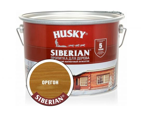 Декоративная пропитка-антисептик HUSKY SIBERIAN для дерева полуматовая орегон 9 л 28824 – изображение 2