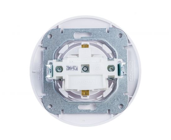 Розетка Bylectrica 1-местная, скрытая установка, с заземляющим контактом, диаметр 92 мм, серия ПРОВАНС круг, белый РС16-0402 – изображение 2