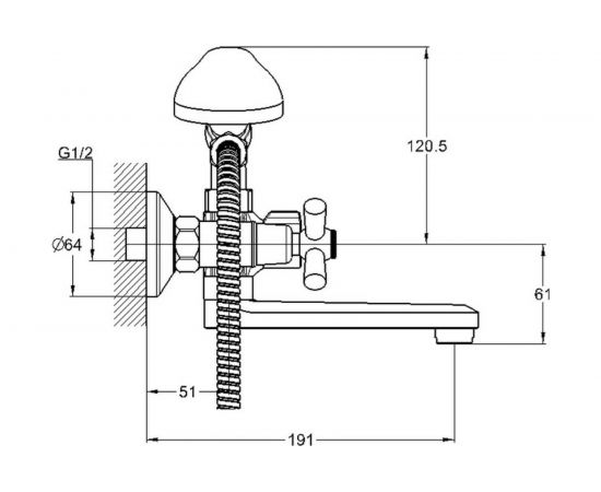 Смеситель для ванны и душа G-lauf с поворотным изливом и душевой лейкой, хром QMT3-A722 – изображение 2