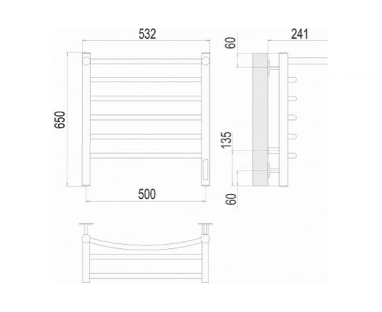 Полотенцесушитель Terminus Классик с полкой quick touch П6 500x650 4670078531391 – изображение 3