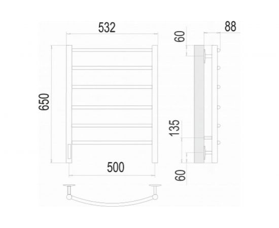 Полотенцесушитель Terminus Классик quick touch П6 500x650 левый 4670078531339 – изображение 3