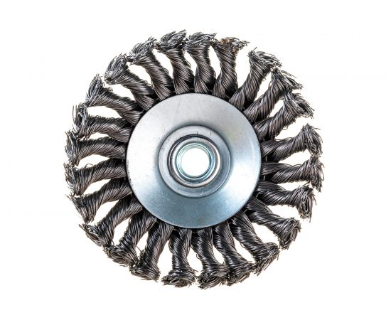 Щетка металлическая крученая тарелка (115 мм; М14) для УШМ ON 20-06-115 – изображение 3