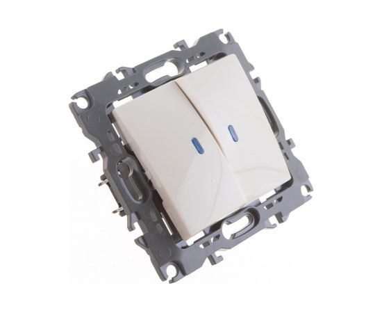 Двойной выключатель с подсветкой ЭРА 12-1105-02 10АХ-250В, IP20, слоновая кость Б0014658 – изображение 3