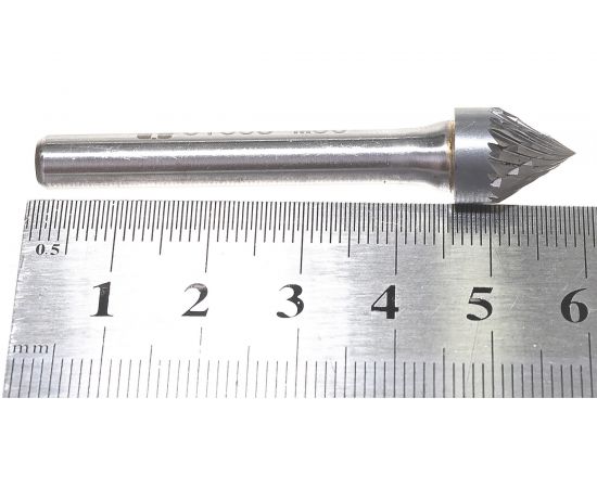 Борфреза твердосплавная зенкер 60 град. с двойной насечкой (10х8 мм; хвостовик 6 мм) ПНЕВМО-ТРЕЙД J1008-M06 – изображение 4