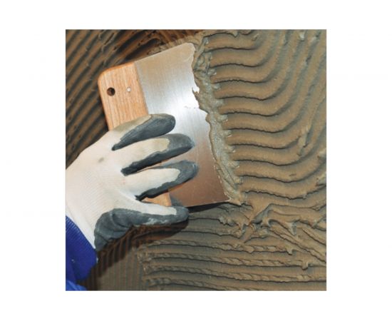 Широкий шпатель DEKOR 170х80 мм, зуб 4х4 мм деревянная ручка 470 – изображение 5