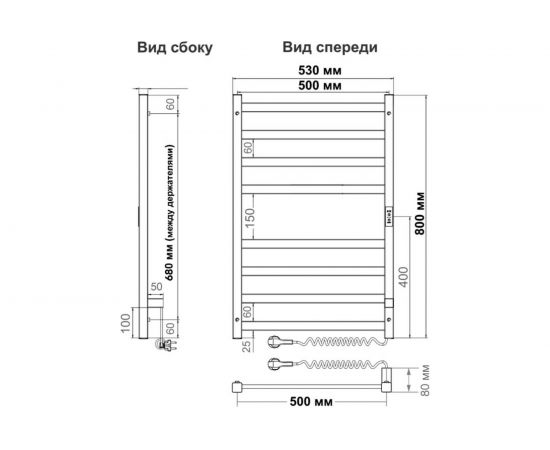 Полотенцесушитель INDIGO Oktava Slim 3 electro 80/50 таймер, скрытый монтаж, универсальное подключение R/L LСLOKS3E80-50BRRt – изображение 6