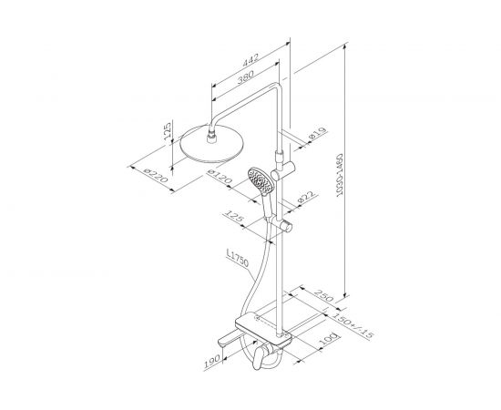 Душевая система AM.PM Like 3 функции, черный F0780722 – изображение 9
