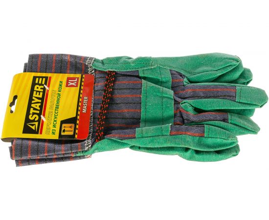 Перчатки зеленые из искусственной кожи (размер XL) STAYER 1132-XL 