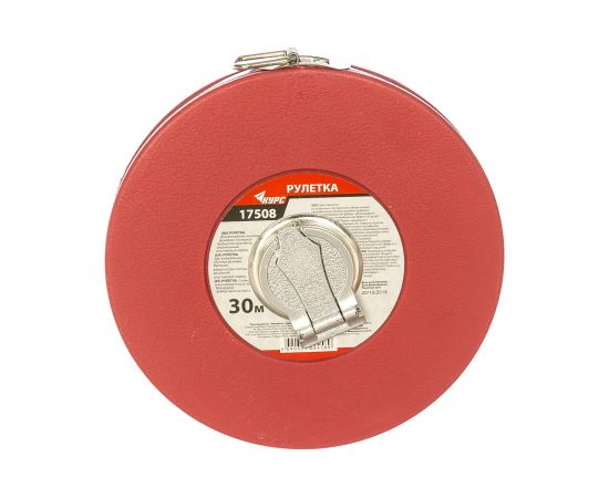 Рулетка (фибергласовая лента 30 м, красный пластиковый корпус) КУРС 17508 