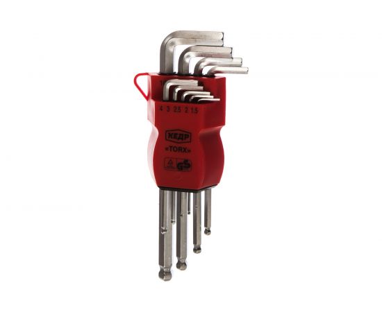 Шестигранные ключи с шариком 9 штук 1,5-10 мм КЕДР 037-2321 25044 