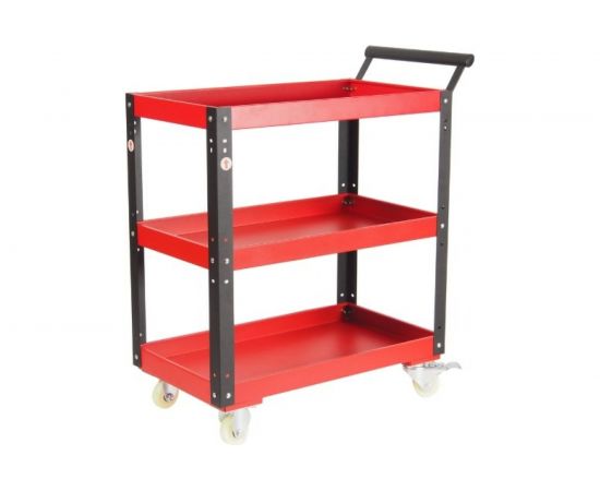 Инструментальная тележка (3 секции, на колесах, с открытым отсеком, красная) JTC-S1053 – изображение 2