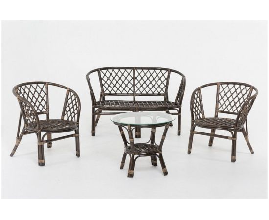 Комплект для отдыха Vinotti Багамы 01/16 NEW Темный коньяк подушки клетка – изображение 2