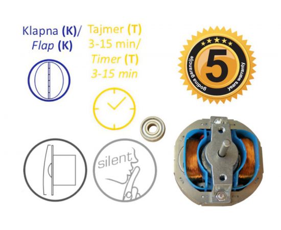 Вентилятор MTG A100XS-S-K светлое дерево с микроволновым датчиком+клапан+фланец 402064 – изображение 2