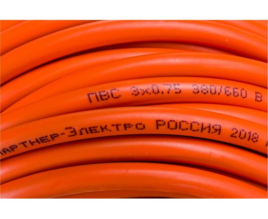 Удлинитель шнур Партнер-Электро GardenLine с/з ПВС 3х0,75 10A 20м IP 44 US104B-120OR – изображение 3