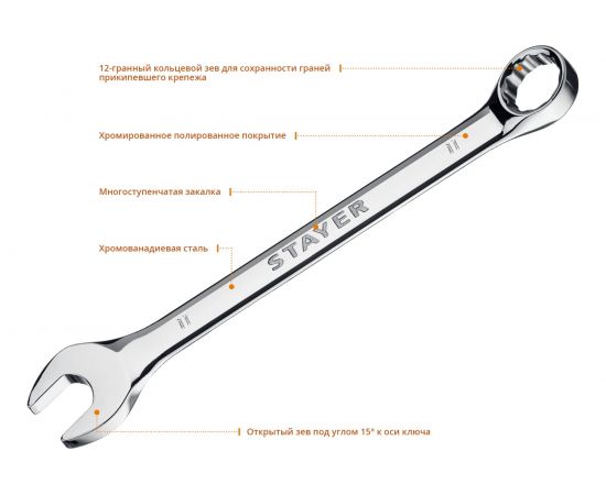 Комбинированный гаечный ключ 11 мм Stayer HERCULES 27081-11_z01 – изображение 3