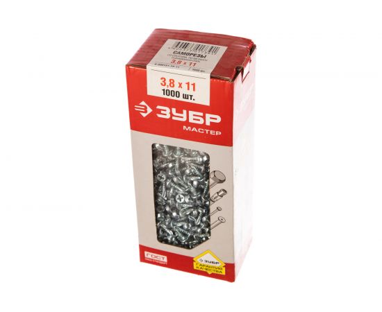Саморезы со сверлом по листовому металлу 1000 шт. (3,8х11 мм; PH2; ТФ1) ЗУБР 4-300151-38-11 – изображение 3