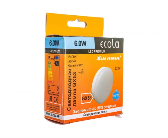 Светодиодная лампа Ecola GX53 LED Premium 6,0W Tablet 220V 6400K матовое стекло /композит/ 27x75 T5UD60ELC – изображение 4