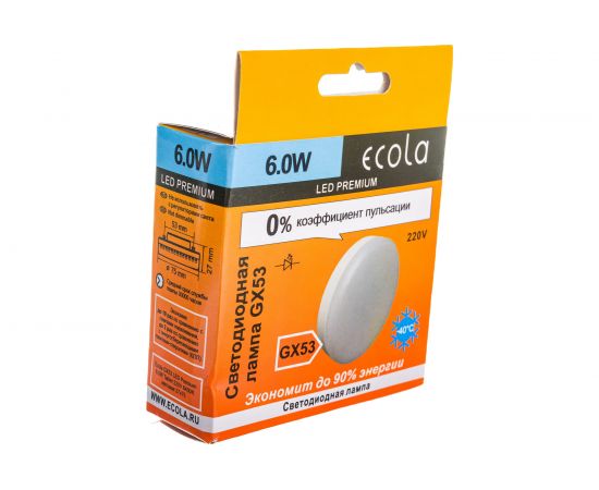 Светодиодная лампа Ecola GX53 LED Premium 6,0W Tablet 220V 6400K матовое стекло /композит/ 27x75 T5UD60ELC – изображение 5