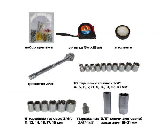 Набор инструментов в кейсе КУЗЬМИЧ 156 предметов НИК-009/158 – изображение 5