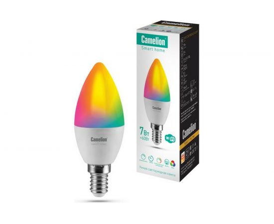 Светодиодная лампа Camelion Smart Home LSH7/C35/RGBСW/Е14/WIFI 7Вт Е14 RGB+DIM+CW 220В 14500 