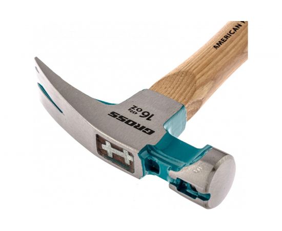 Молоток-гвоздодер GROSS American hickory 450г, угол 45, магнит, обрезиненная рукоятка 10415 – изображение 2