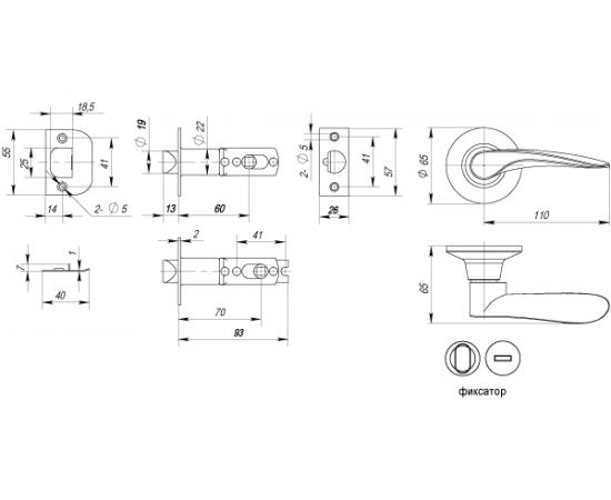 Ручка защелка PUNTO 6020 PB-B фик. золото 34649 – изображение 2
