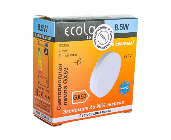 Светодиодная лампа Ecola GX53 LED Premium 8,5W Tablet 220V 6000K матовое стекло /композит/ 27x75 T5UD85ELC – изображение 3