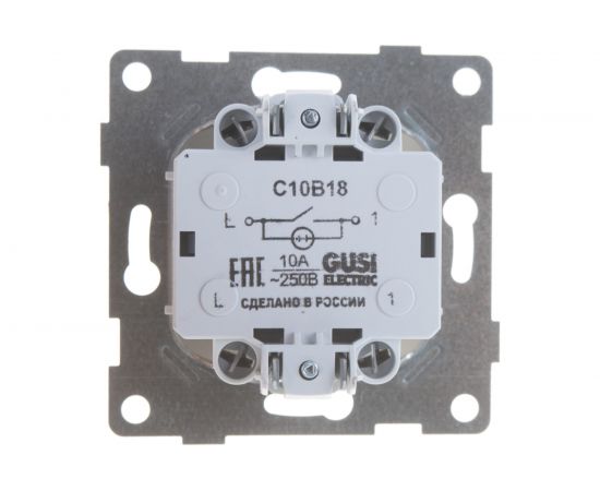 Выключатель GUSI ELECTRIC Bravo 1 клавиша, индикатор, СУ, 10А, 250В, белый С10В18-001 – изображение 3