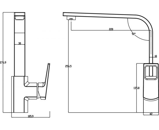 Кухонный смеситель Swedbe Kronos черный матовый 2041B – изображение 5
