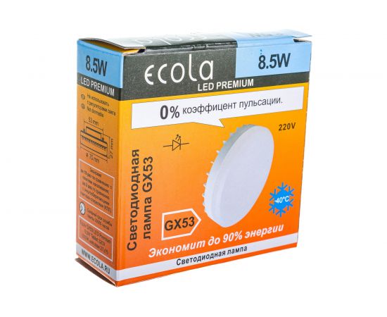 Светодиодная лампа Ecola GX53 LED Premium 8,5W Tablet 220V 6000K матовое стекло /композит/ 27x75 T5UD85ELC – изображение 5