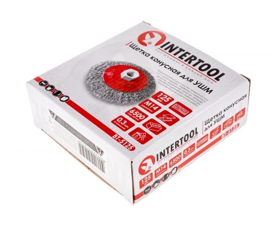 Щетка конусная 125 мм, М14, витая проволока для УШМ INTERTOOL BT-5125 – изображение 5