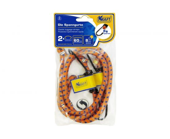 Набор резинок KRAFT 2 шт, 60 см, D=8 мм, мет крючки KT 860000 – изображение 5
