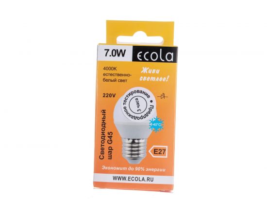 Светодиодная лампа Ecola globe LED 7,0W G45 220V E27 4000K шар /композит/ 82x45 K7GV70ELC – изображение 5