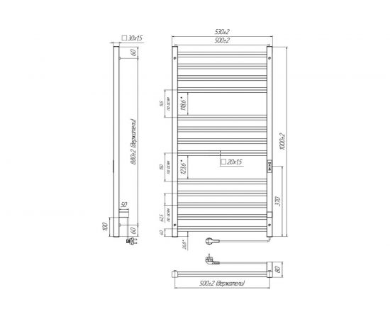 Полотенцесушитель INDIGO Attic Romb electro 100/50 таймер, скрытый монтаж, универсальное подключение R/L LСLATCRE100-50BRRt – изображение 8